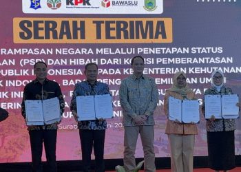 KPK Serahkan Aset Rampasan Korupsi Rp13,99 Miliar ke Bawaslu, Kemenhut, Pemkot Surabaya, dan Pemdes Bojong